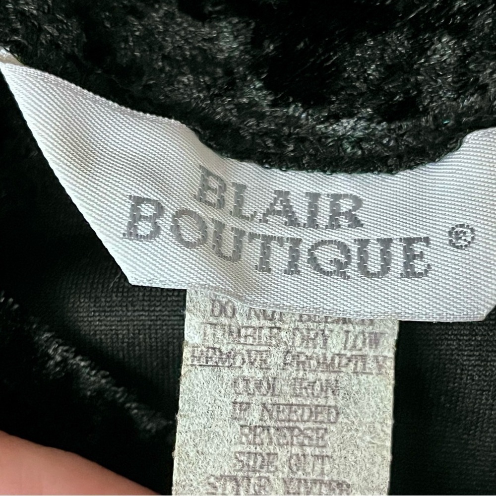 Vintage BLAIRE DEADSTOCK Crushed Velvet Black Tunic Blouse Goth Witch Vampy 2XL - Picture 8 of 11